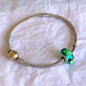 Pandora 14k Gold Barrel Clasp bracelet w/ Spacer